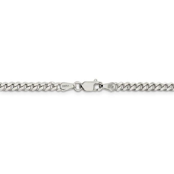 3.5mm Rhodium-plated Sterling Silver Solid Curb Chain Necklace, 22 In - Picture 3 of 7